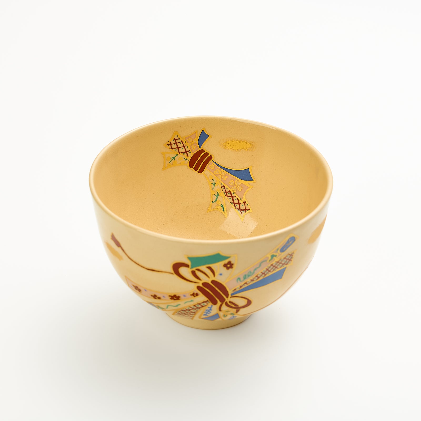 坂野鳳洋 鳳洋 茶碗 黄色 箱付 Japanese tea bowl 抹茶椀 vintage